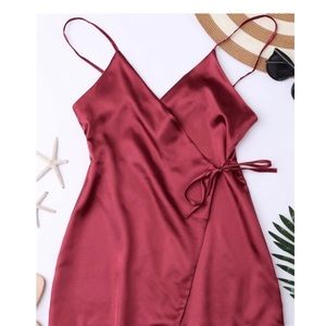 Wine red silk wrap dress! ❤️